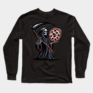 Grim Reaper with Pizza, Funny Pizza lover Long Sleeve T-Shirt